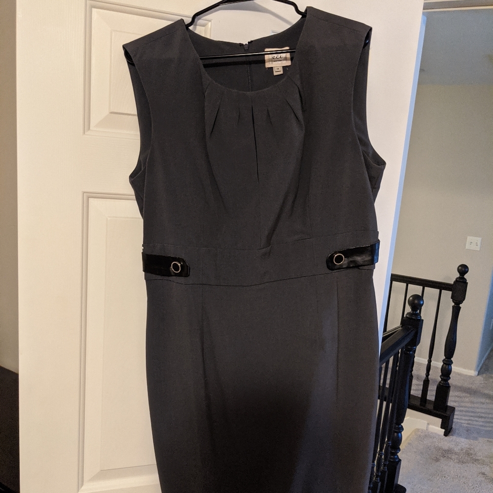 Grey Dress with leather waist details